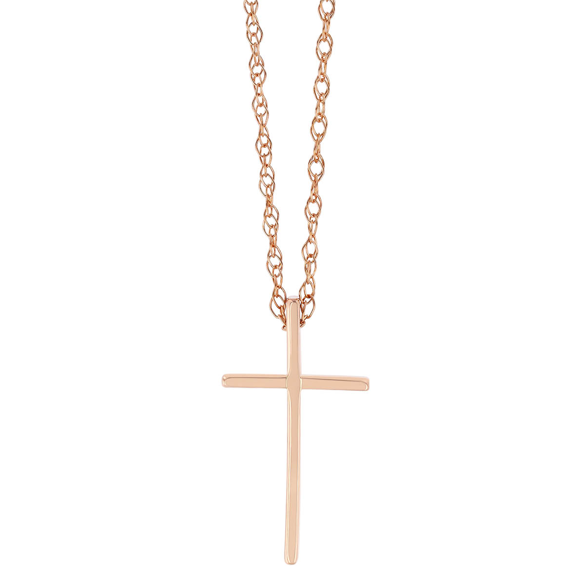 Rose Gold Slim Cross Pendant, 18