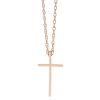 Rose Gold Slim Cross Pendant, 18"