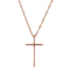 Rose Gold Slim Cross Pendant, 18"