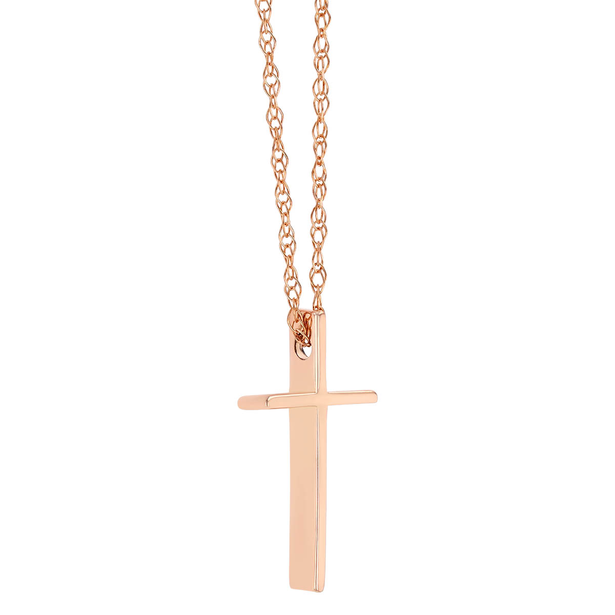 Rose Gold Slim Cross Pendant, 18