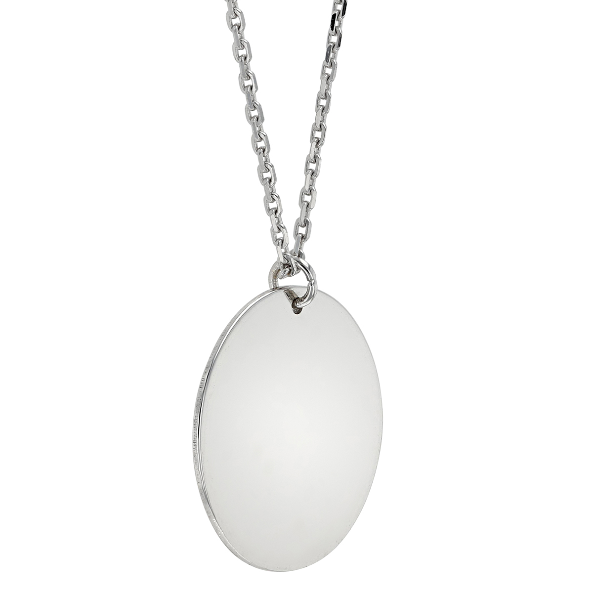 White Gold Polished Plain Disc Pendant, 18