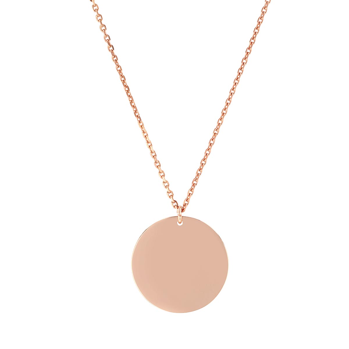 Rose Gold Plain Disc Pendant, 18