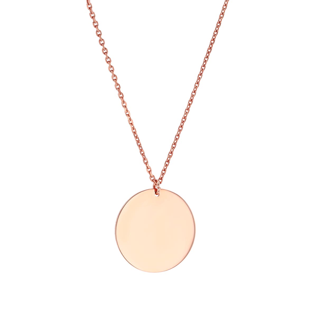 Rose Gold Plain Disc Pendant, 18