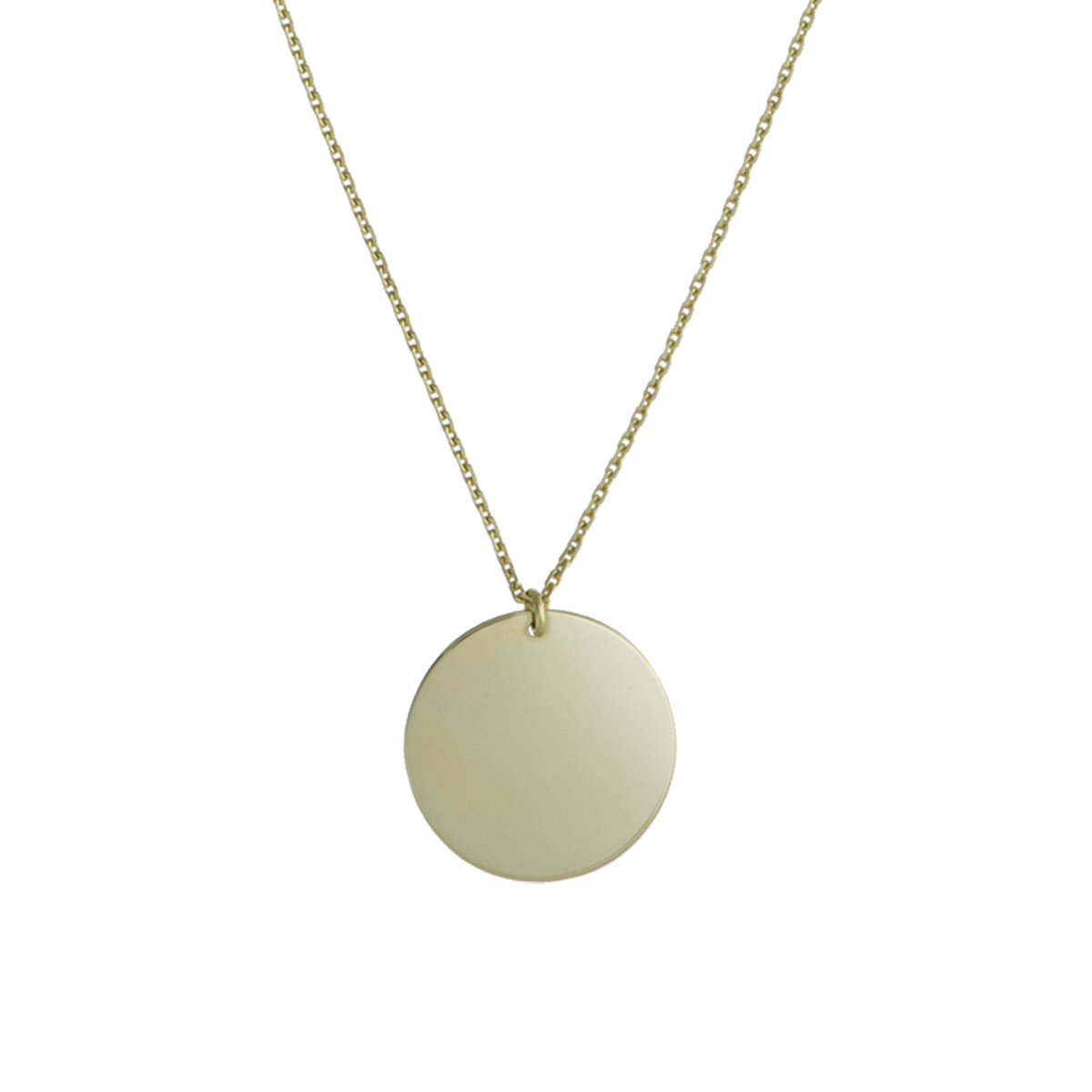 Yellow Gold Plain Disc Pendant, 18