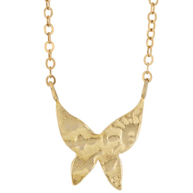 Robin Haley Yellow Gold Butterfly Necklace, 16"