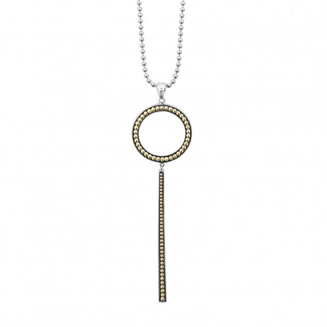 LAGOS Enso Circle Necklace in Sterling Silver & Yellow Gold