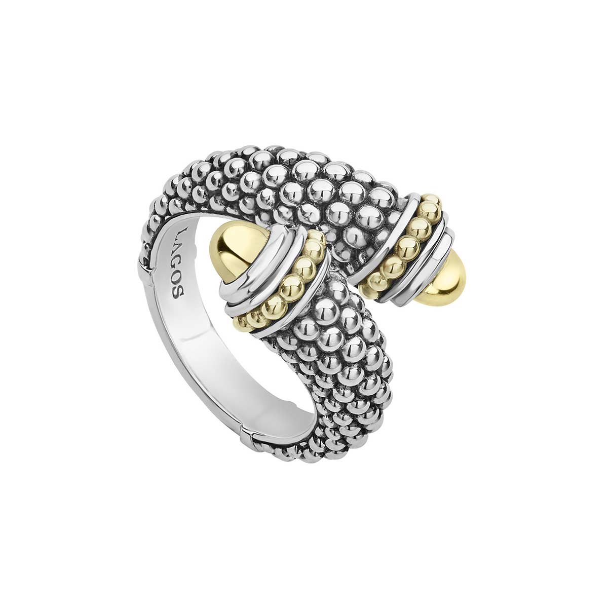 LAGOS Sterling Silver & 18K Yellow Gold Caviar Crossover Ring | Borsheims