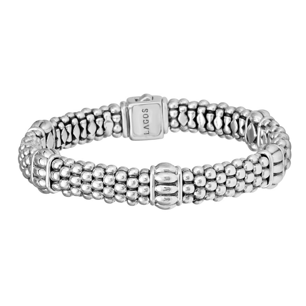 LAGOS Sterling Silver Signature Caviar Fluted Beaded Bracelet, 7
