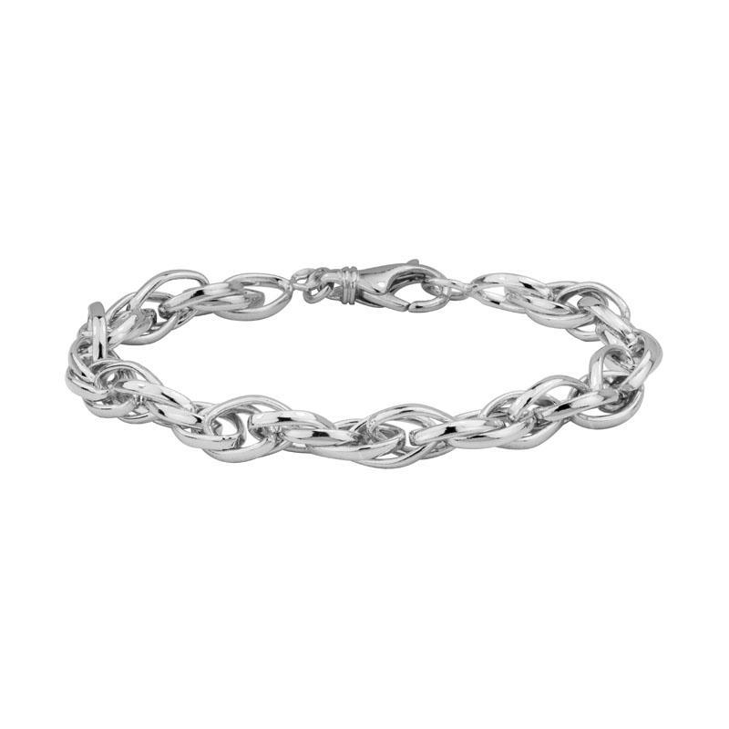 Sterling Silver Almond Link Triple Twist Bracelet, 7.5