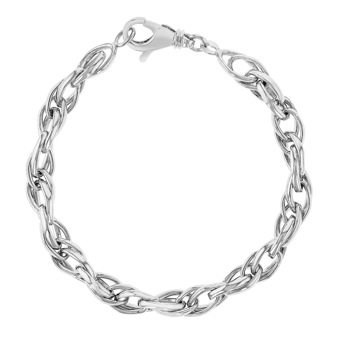 Sterling Silver Almond Link Triple Twist Bracelet, 7.5" Borsheims