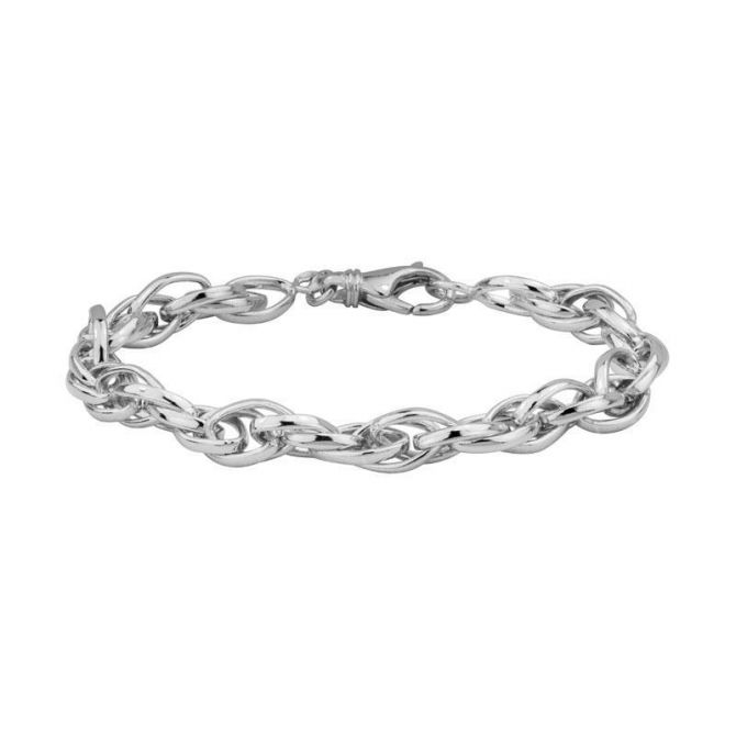 Sterling Silver Almond Link Triple Twist Bracelet, 7.5"