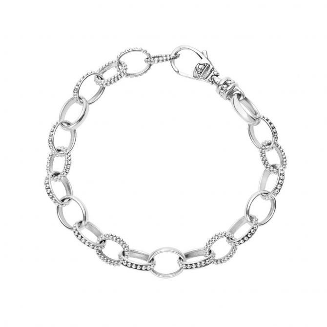 LAGOS Sterling Silver Caviar Chain Link Bracelet, 7"