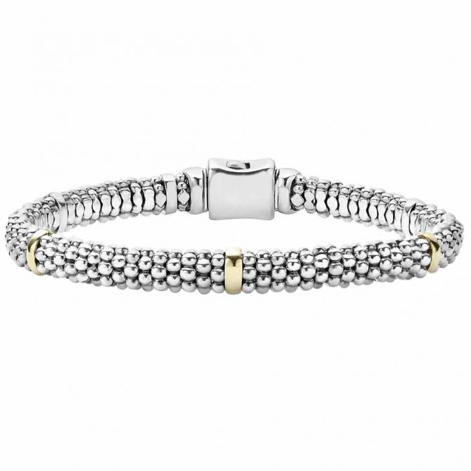 LAGOS Signature Caviar Beaded Bracelet with Gold 05 80603 6.5