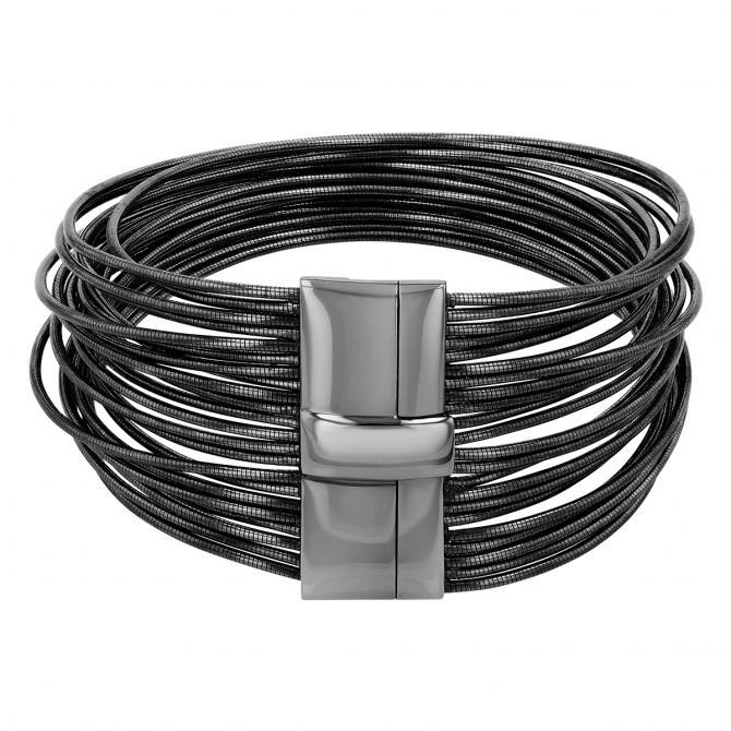 Pesavento DNA Spring Black Tone Ruthenium Sterling Silver Multi-Strand Bracelet, 7"