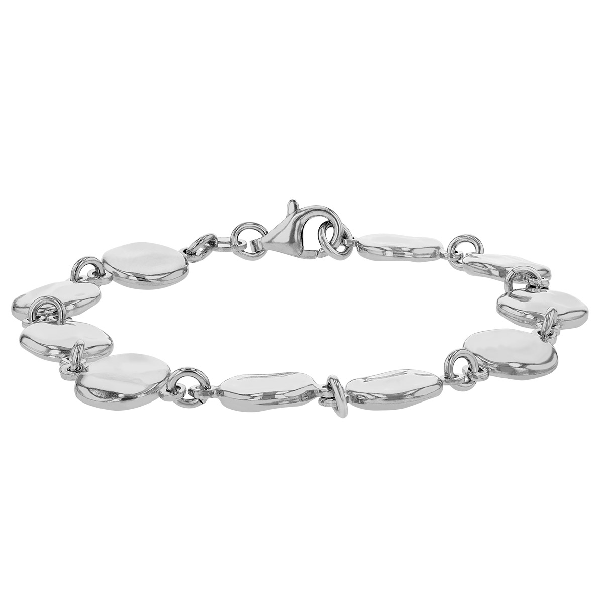 Sterling Silver Hammered Disc Link Bracelet, 7.5