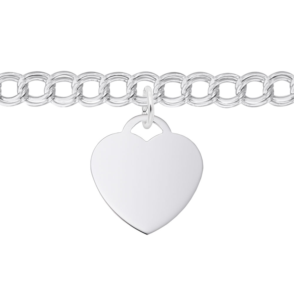 Rembrandt Sterling Silver Medium Heart Charm Bracelet Set