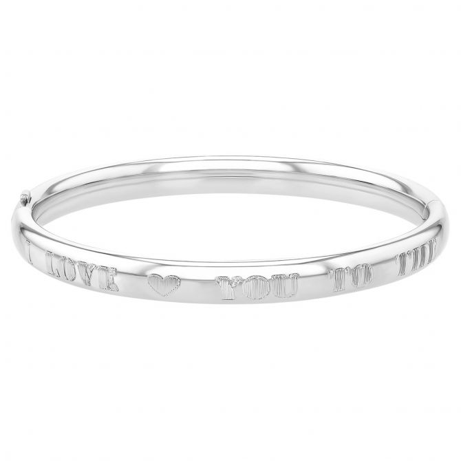 Sterling Silver "I Love You to the Moon and Back" Children's Bangle Bracelet