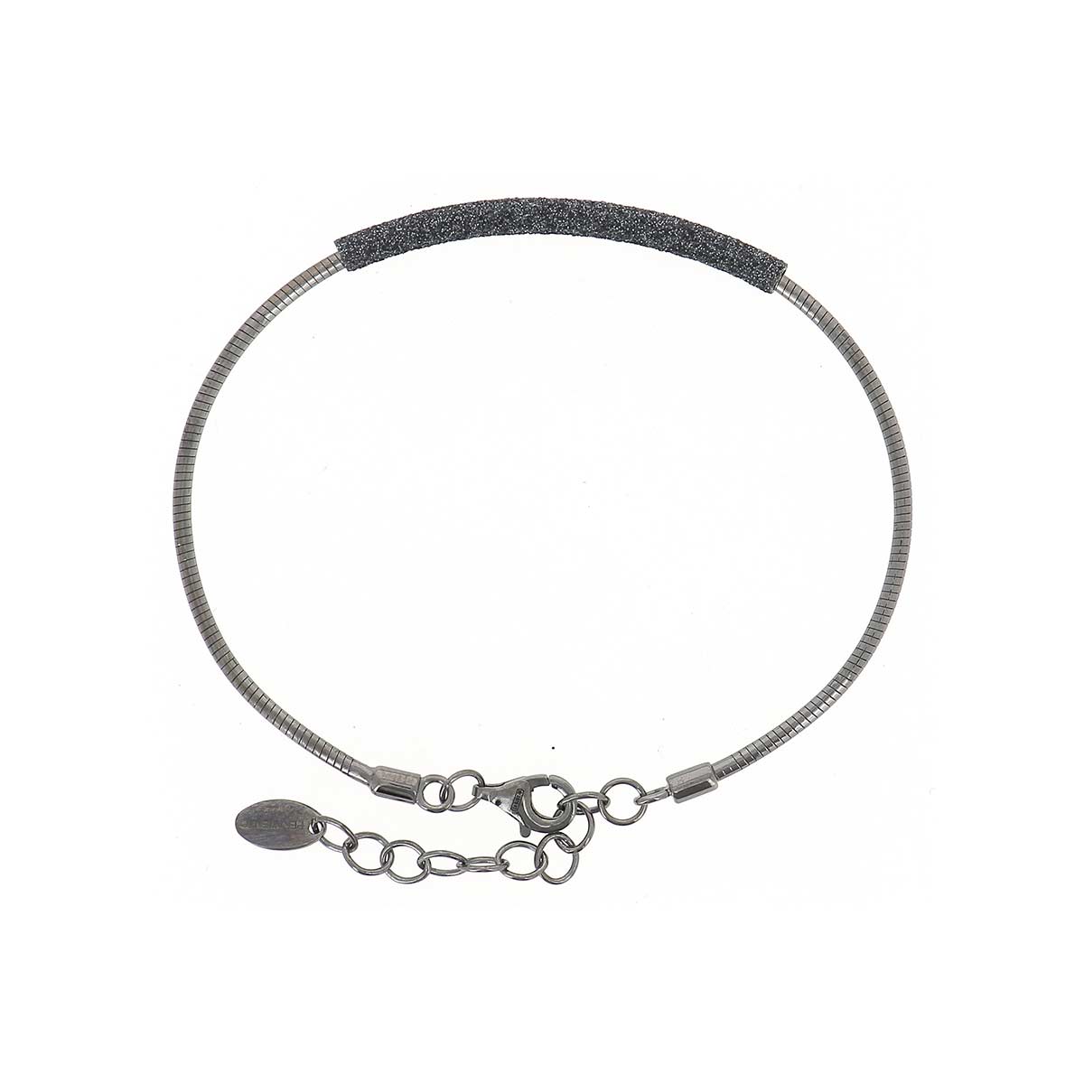 Pesavento Ruthenium Plated Sterling Silver Dark Gray Dust DNA Spring Adjustable Bracelet