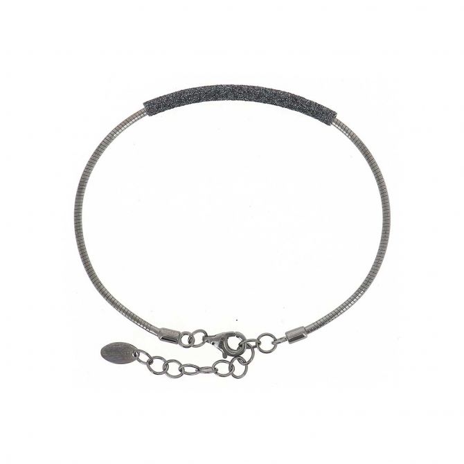 Pesavento Ruthenium Plated Sterling Silver Dark Gray Dust DNA Spring Adjustable Bracelet