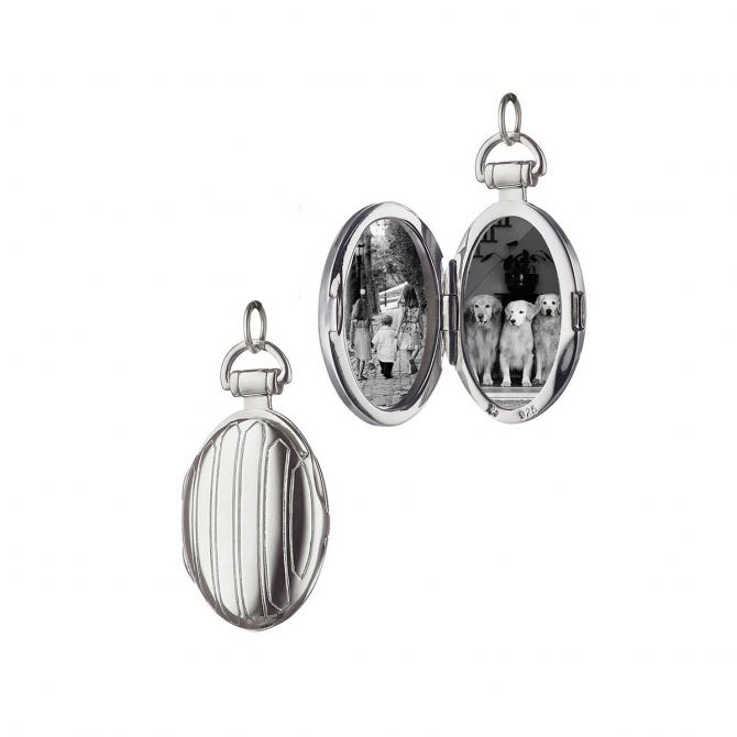 Monica Rich Kosann Petite Oval Pinstripe Charm in Sterling Silver