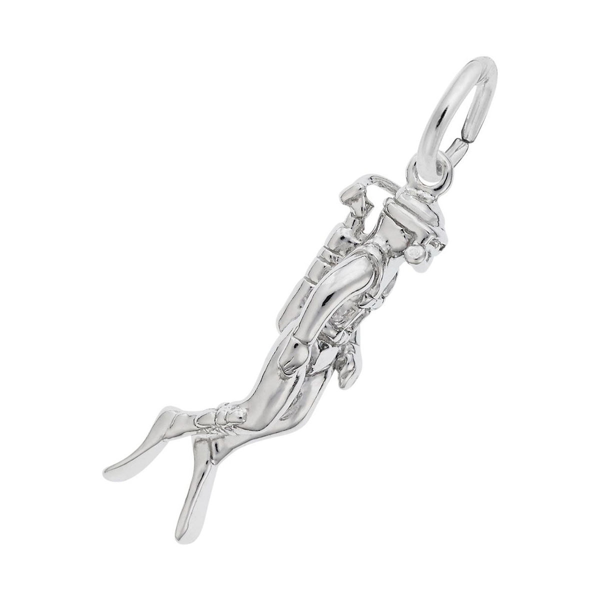 Rembrandt Charms Scuba Diver Charm in Sterling Silver