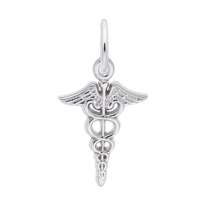 Rembrandt Charms Caduceus Charm in Sterling Silver
