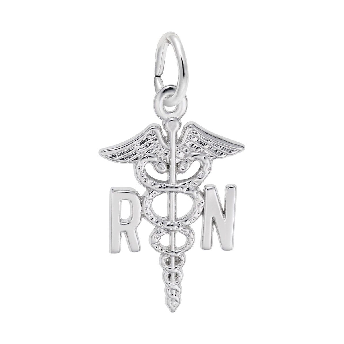 Rembrandt Charms Registered Nurse Caduceus Charm in Sterling Silver
