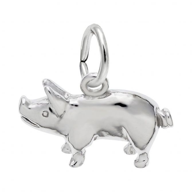 Rembrandt Charms Pig Charm in Sterling Silver