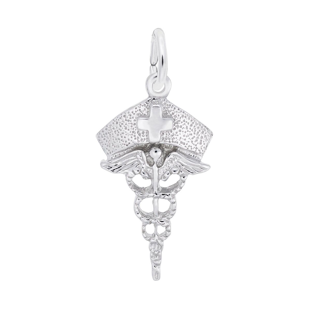 Rembrandt Charms Nurse's Hat Caduceus Charm in Sterling Silver