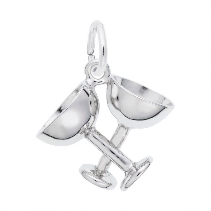 Rembrandt Charms Champagne Glasses Charm in Sterling Silver