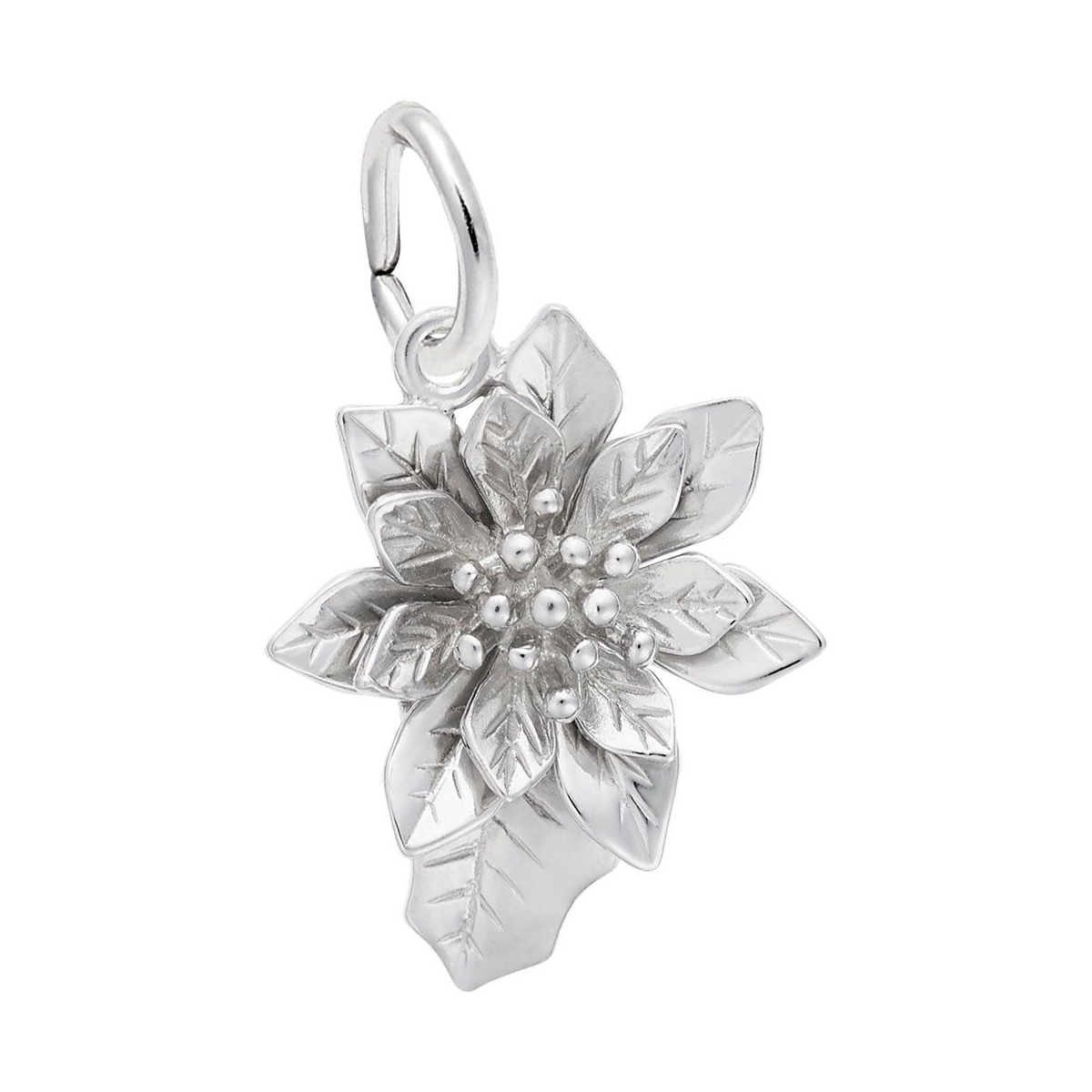 Rembrandt Charms Poinsettia Charm in Sterling Silver