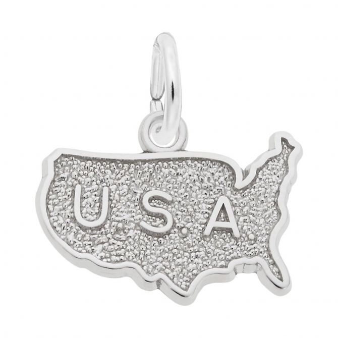 Rembrandt Charms USA Map Charm in Sterling Silver