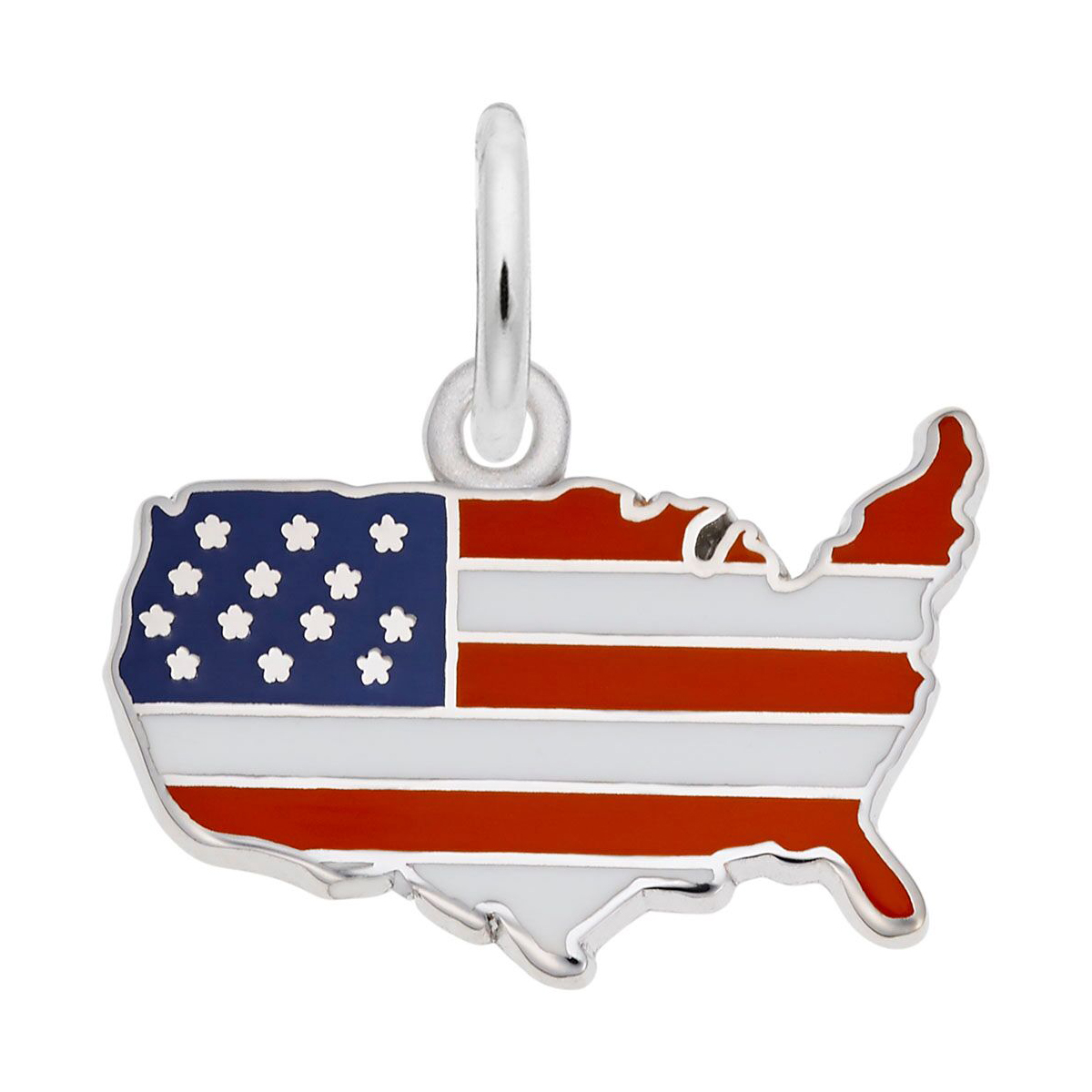 Rembrandt Charms USA Map Colored Charm in Sterling Silver