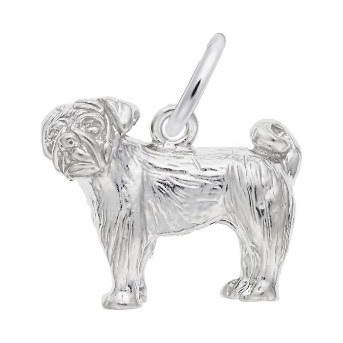 Rembrandt Charms Pug Charm in Sterling Silver