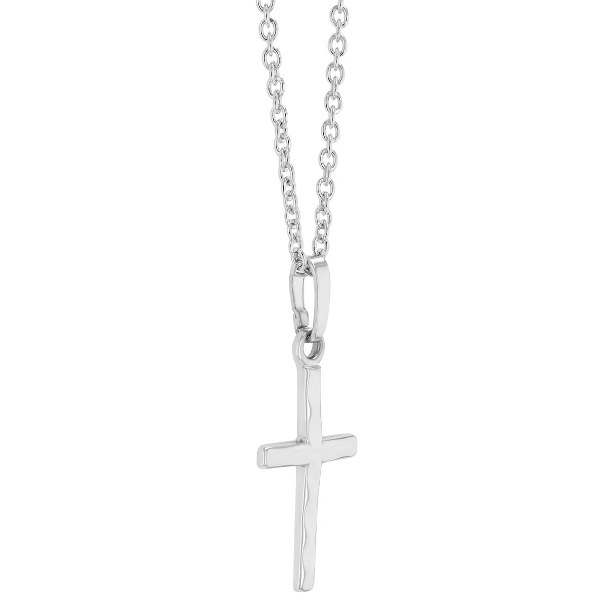 Sterling Silver Wave Texture Cross Necklace, 18
