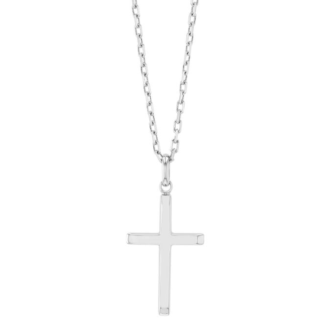 Sterling Silver Simple Cross Pendant, 18"