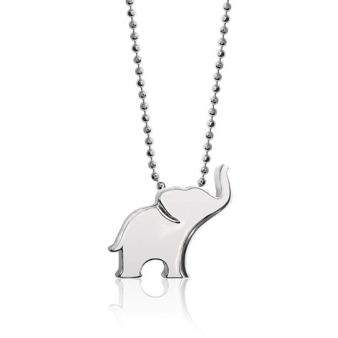 Alex Woo Sterling Silver & White Enamel Little Luck Elephant Pendant, 16"