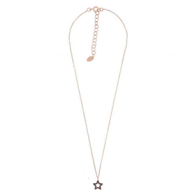 Pesavento Rose Tone Dark Brown Dust Star Pendant, 17"