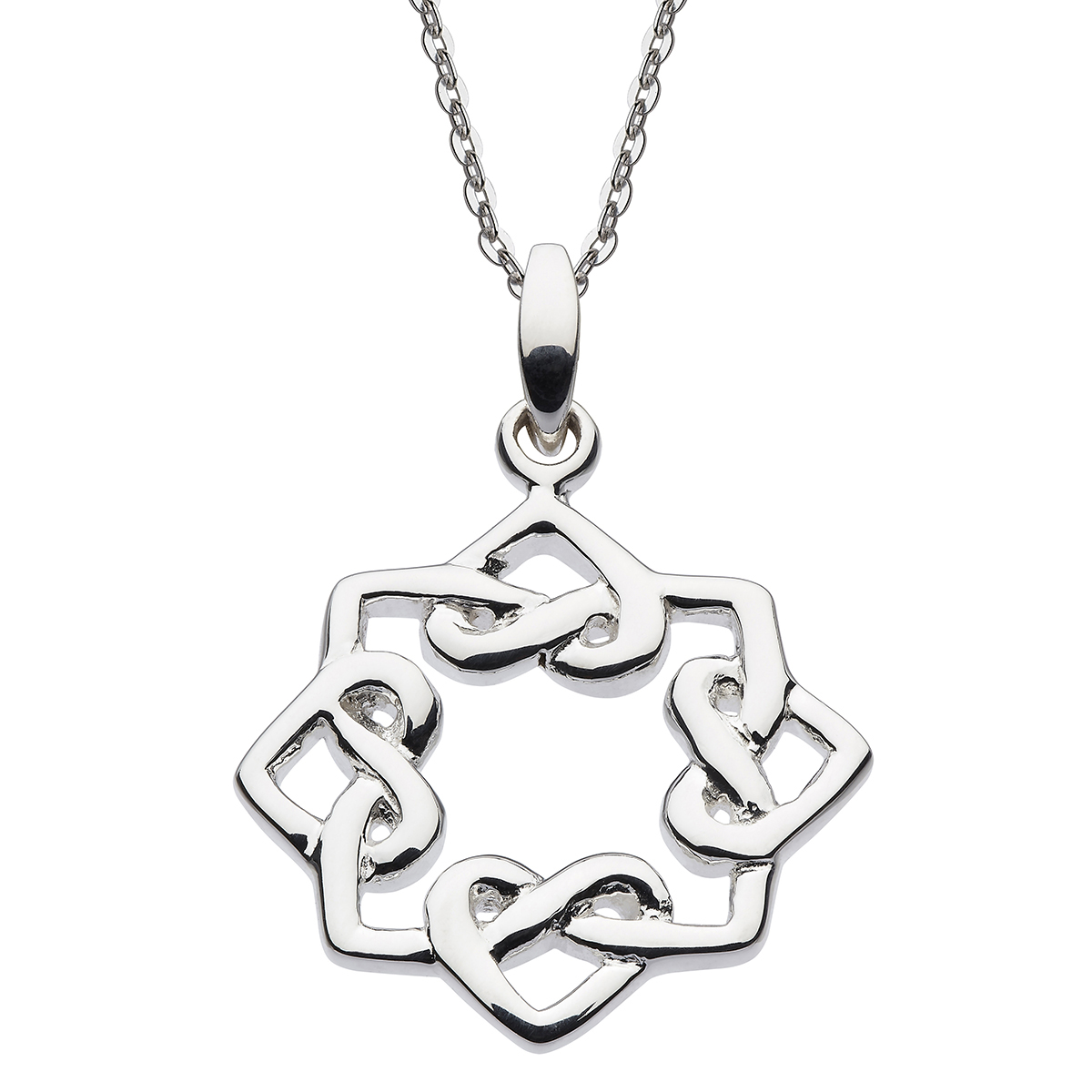 Sterling Silver Heart Celtic Knot Circle Pendant, 18