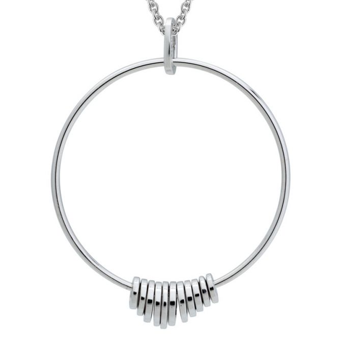 Sterling Silver Circle Pendant with Sliding Ring Dangles