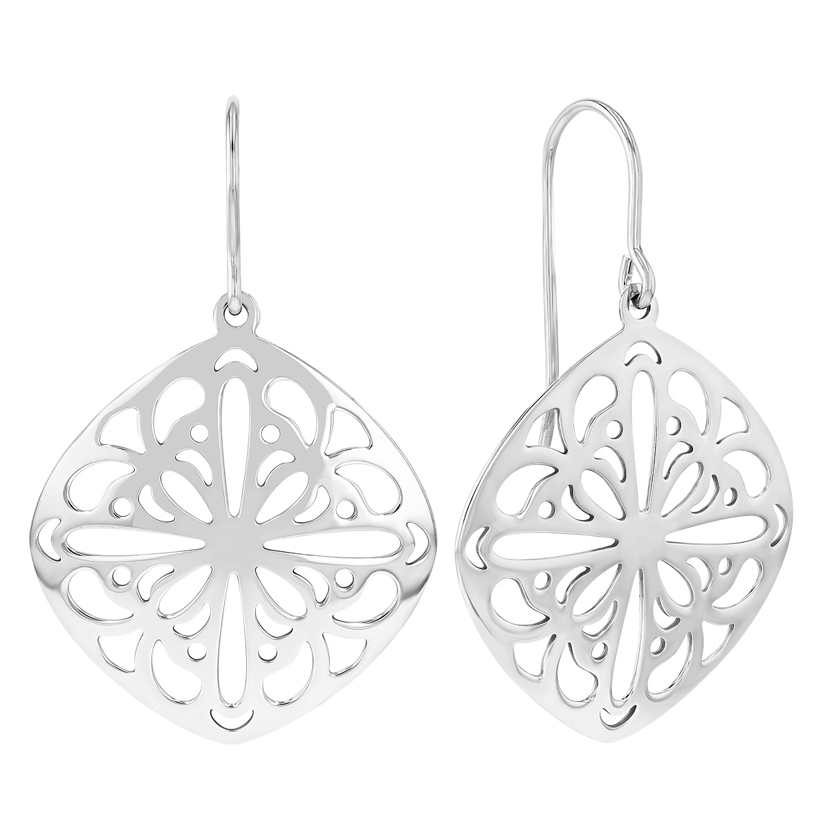Sterling Silver Squared Lace Dangle Earrings