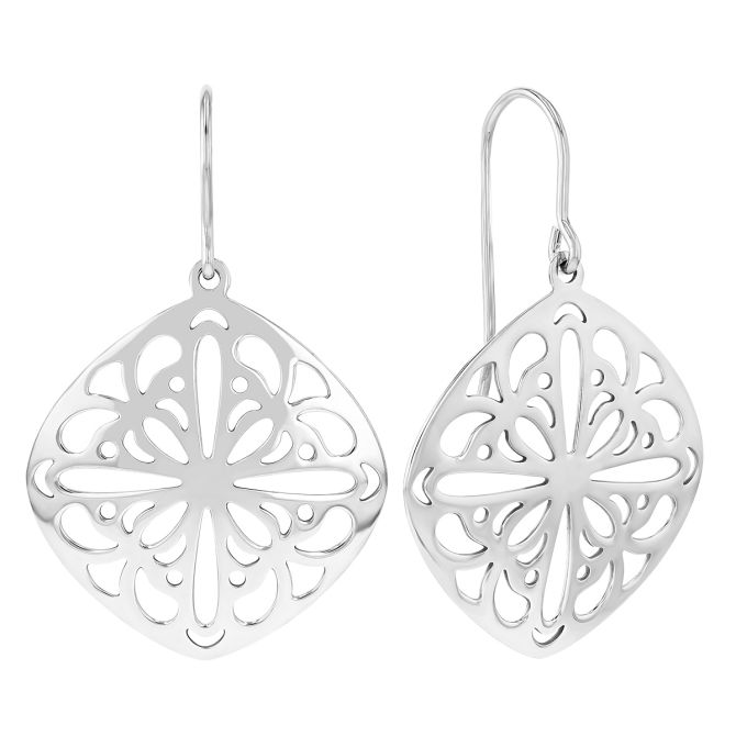 Sterling Silver Squared Lace Dangle Earrings