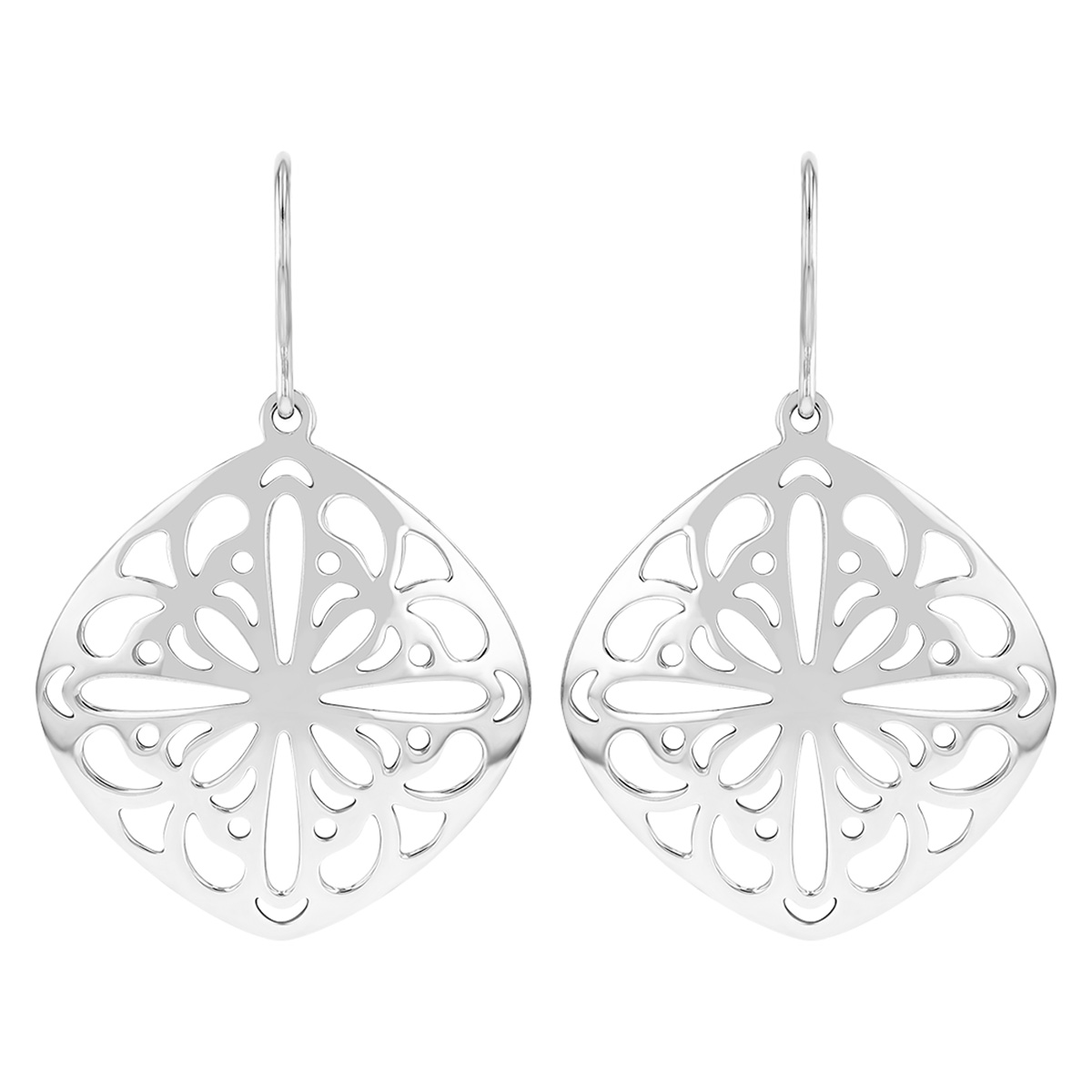 Sterling Silver Squared Lace Dangle Earrings