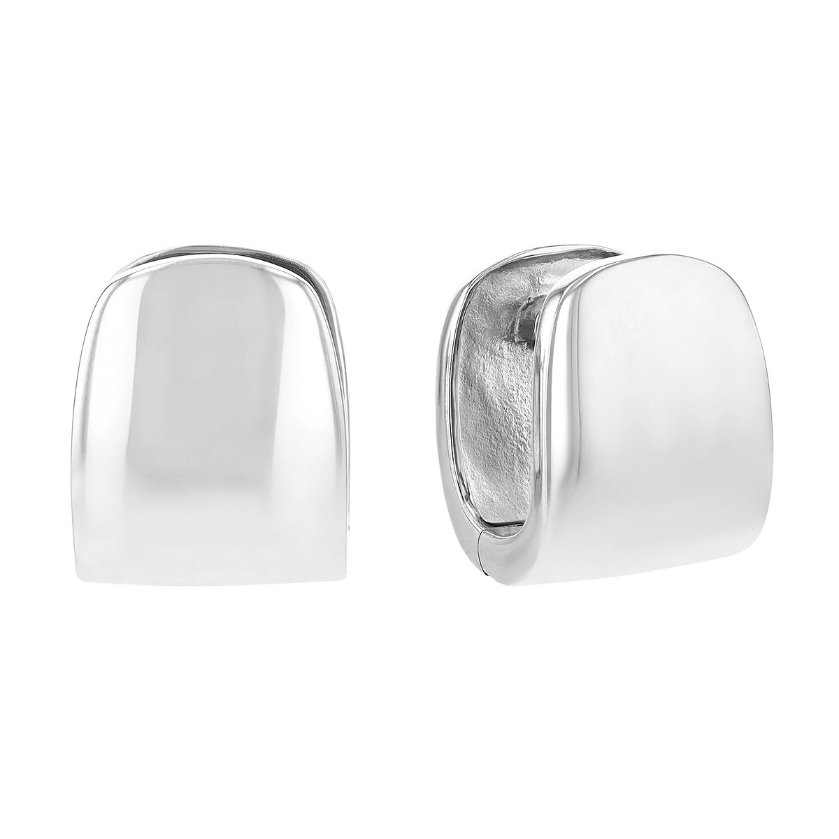 Sterling Silver Flat Wide Hoop Earrings