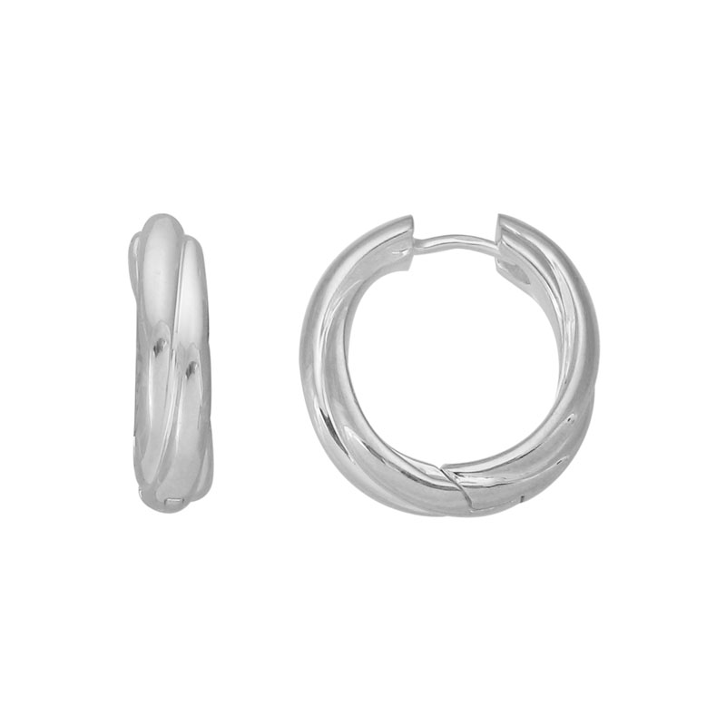 Sterling Silver Twisted Hinged Hoop Earrings, 19 mm