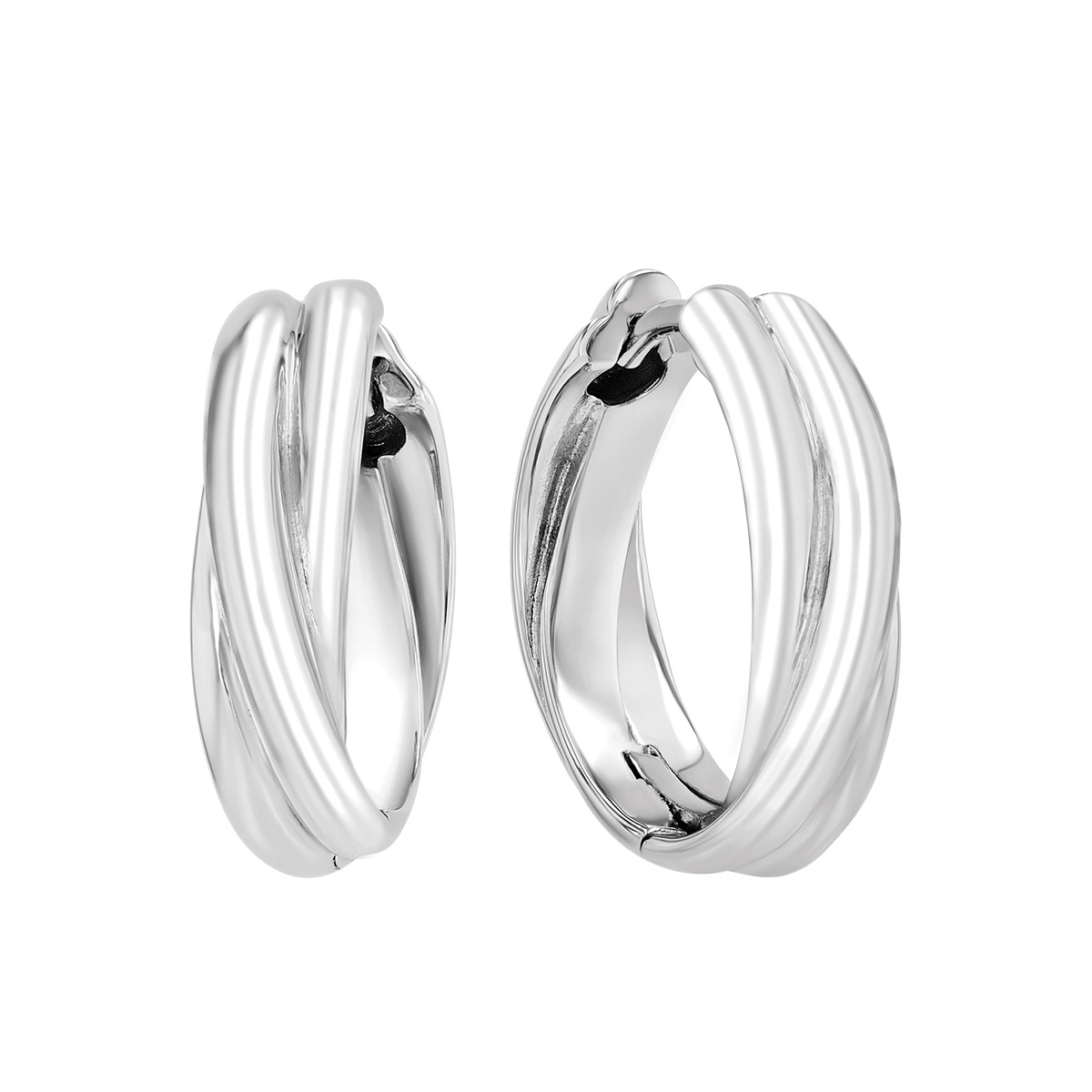 Sterling Silver Twisted Hinged Hoop Earrings, 19 mm