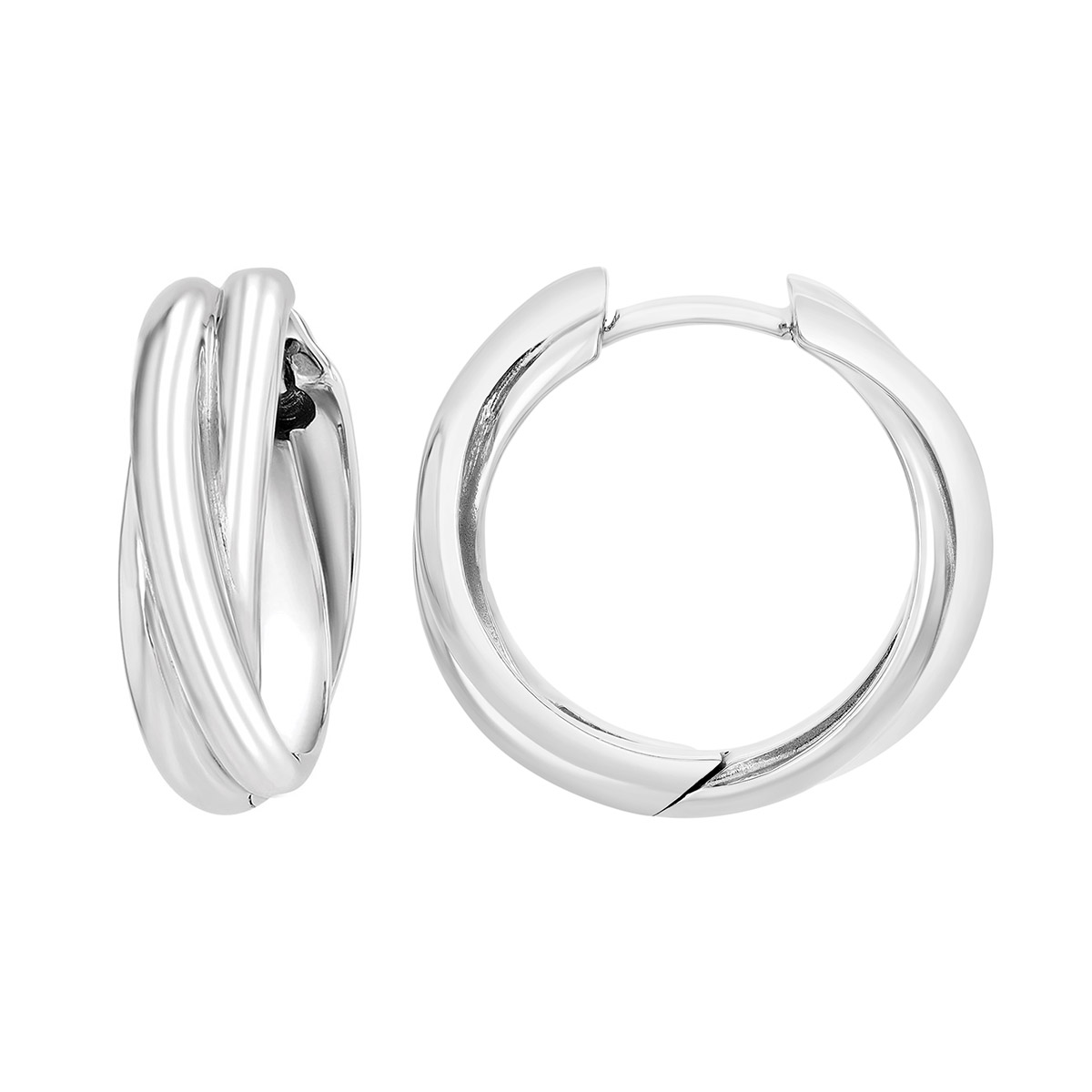 Sterling Silver Twisted Hinged Hoop Earrings, 19 mm