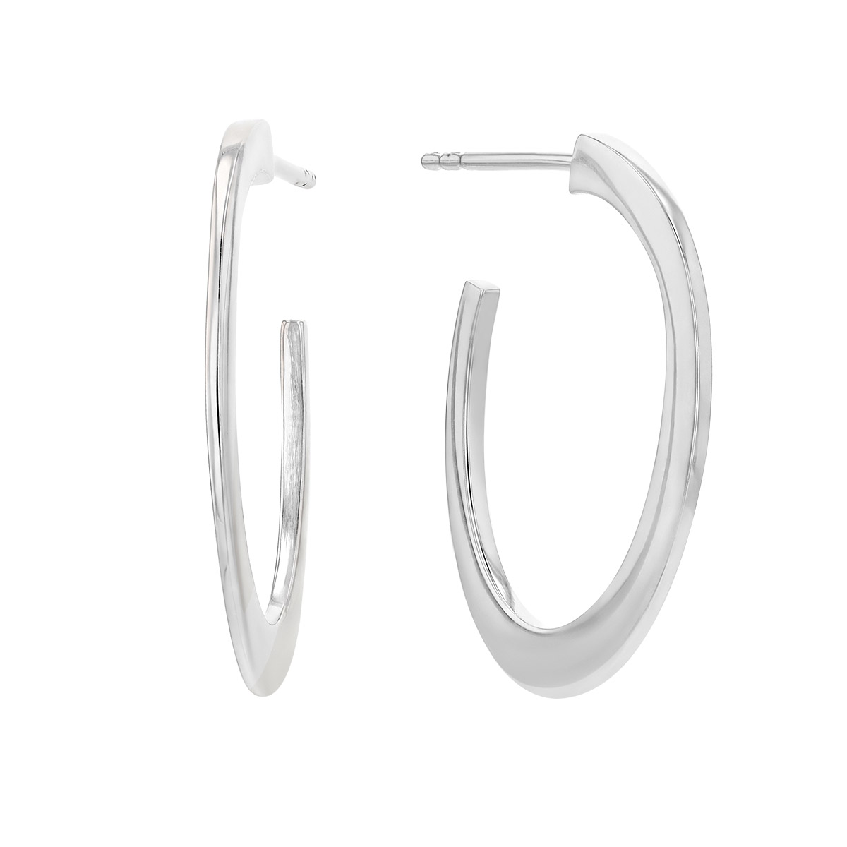 Sterling Silver Thin J-Hoop Earrings