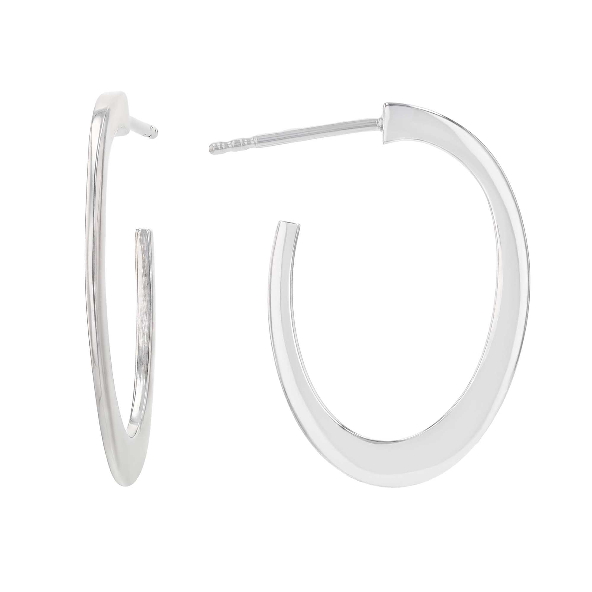 Sterling Silver Thin J-Hoop Earrings