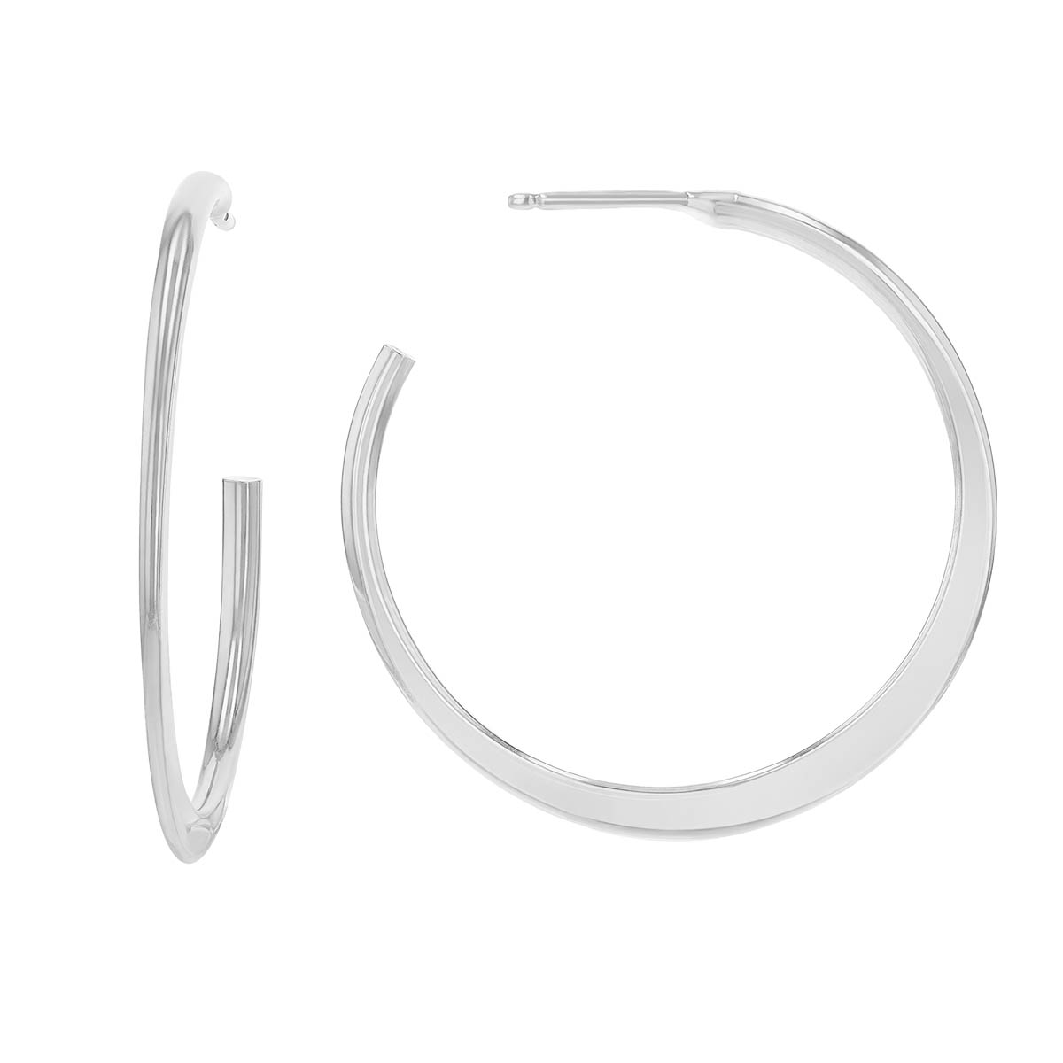 Sterling Silver Tapered Hoop Earrings, 1 1/4